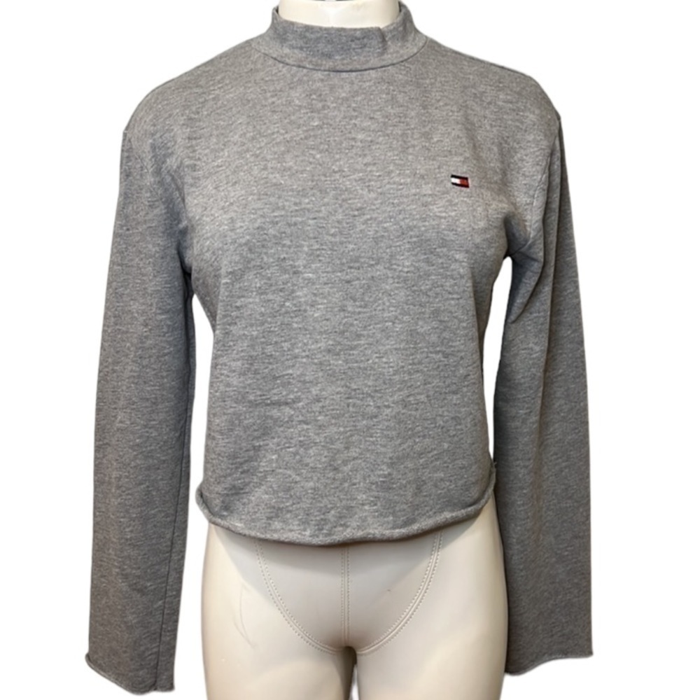 Women’s Tommy Hilfiger Gray Cropped Long Sleeve Top